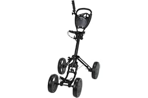 Caddymatic Golf Quad 4-Wheel Folding Golf Pull / Push Cart Black