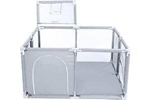 YAZOCO Parque Infantil Bebe 122x180cm Corralito Bebe, Parque de Juegos Bebé Con Malla Transpirable En Los Cuatro Lados Y Ventosas…