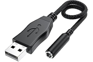 ENVEL 3,5 mm Externe Stereo-Soundkarte Mit USB-Stecker, Integrierter Chip, TRRS 4-poliges Mikrofon, Audio-Unterstützung für PS4/5, Laptop, PC - Schwarz