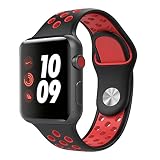 TiMOVO Ersatzarmbänder für Apple Watch 38mm, Silikon Uhrenarmbänder Sportband mit Uhr Lugs für iWatch 38mm Series 3/2 / 1 (Nicht für 42mm Version), Schwarz & Rot