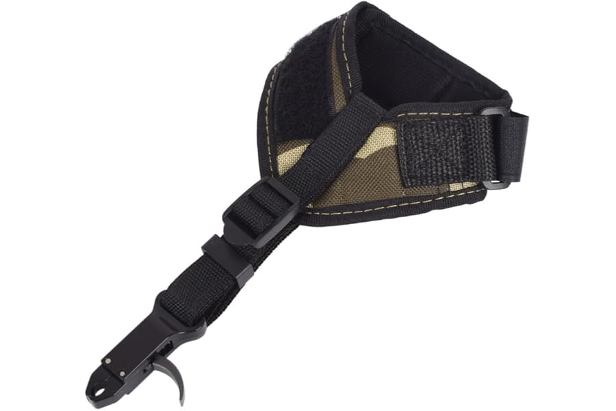 ELONG OUTDOOR Archery Compound Bow Release Adjustable - Camo Wrist Strap Trigger Caliper Left Right Hand Youth Archer (Pack of 1)