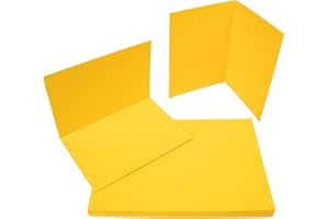 ‎PRESENT FILL PresentFill® Klappkarten blanko in Sonnen Gelb - 50 Faltkarten A6, Klappkarte ideal zum Karten selbst gestalten, beschriften oder bedrucken - passend für C6 Umschläge