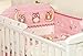 3 PCS NURSERY BABY BEDDING SET TO FIT COT & COT BED (to fit cot bed 140x70cm, Pink & White Owls)