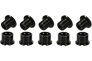FOMTOR Lot de 5 boulons de pédalier de vélo CNC M8 en alliage d'aluminium Noir