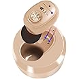 Britzgo Rechargeable device with Noise Reduction for The Elderly,Invisible in Ear, Up to 35 Hours of Use,Digital Chips&Portable Charging Case (Beige)
