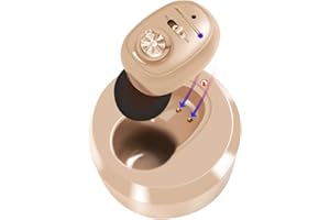 Britzgo Rechargeable device with Noise Reduction for The Elderly,Invisible in Ear, Up to 35 Hours of Use,Digital Chips&Portable Charging Case (Beige)