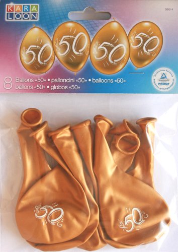 Karaloon 30014-g – 8 Ballons, Zahl 50, gold - 2