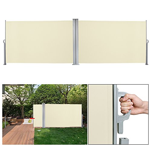 Huigou Tendalino Laterale 180x600cm Tendalino Parasole TÜV omologato Beige Parabrezza per terrazze incl. Materiale di Montaggio per Balcone/Campeggio