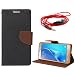 DMG Diary PU Leather Flip Cover Wallet Stand Case for Samsung Galaxy J5 (2016) (Brown) + 3.5mm Flat AUX Cable with Mic RS.399.00