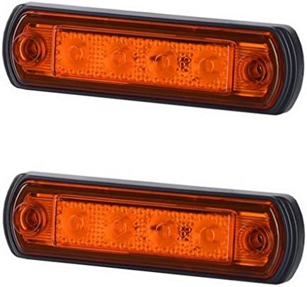 2 x 4 SMD LED Orange Side Marker Light 12V 24V E-marked Car Truck Lorry Trailer Camper Caravan Van Position Lamp Roof Amber Cab Top Universal