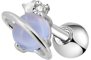 OUFER Cartilage Bar 16G Surgical Steel Air Blue Opal Stone Saturn Helix Tragus Earrings Piercing Jewellery
