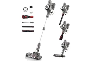 Diyuto Aspiradora inalámbrica, aspiradora 7 x 2600 mAh, 33 kPa superpotencia de succión, 60 minutos de autonomía, 6 etapas de filtración con 2 HEPA, aspiradora ligera y silenciosa con cepillo en V