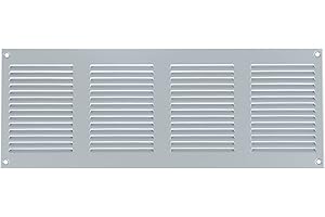 Steinberg14 Griglia di Ventilazione Rettangolare 400x150 mm - Griglie di Aerazione in Metallo Grigio - Serranda di Scarico dell'aria con Zanzariera - Copri Bocchetta Interna a Parete e a Soffitto