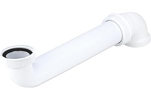 Wirquin 30724278 Tubulure de raccordement évier 1 bac déportée vers l'arrière gain de place, blanc