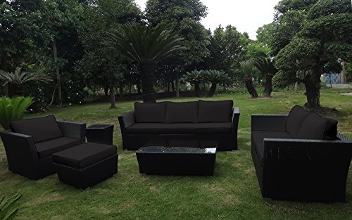 Preisvergleich Produktbild Baidani Rattan Garten Lounge Treasure, Schwarz (Schwarz)