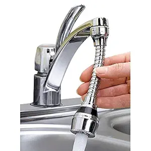 EZCO Turbo Flex 360 Flexible Faucet Sprayer Water Extension Jet Stream/Water Saving Faucet, Flexible Turbo Flex 360 Sink Faucet Sprayer Jet (Silver)