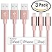Price comparison product image Lightning Cable, IWAVION 3PCS 3FT/1M Nylon Braided 8 Pin Syncing and Charging USB Cables Charger Cord for Apple iPhone 7/7 Plus/6/6s/6s plus, 5c/5s/5/SE, iPad Mini/Air, iPod Nano/Touch(Rose Gold)