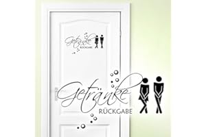 Grandora WC Aufkleber Getränke Rückgabe Mann Frau I schwarz (BxH) 26 x 14 cm I Badezimmer Toilette Wandsticker Wandaufkleber Sticker Wandtattoo W5443