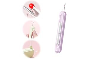 CLRZOL 2-in-1 Needle Threader Seam Ripper, Stretchy Seam Rippers for Sewing, Thread Removal Tool for Hand Sewing, Knitting, Cross Stitching, Embroidery and Thread Removal (Purple)