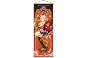HANAIETTE 1 póster Genshin Impact Scroll para colgar en la pared, tela forjada, pintura, decoración, sala de estar, dormitorio, impresión artística, 70 x 25 cm (Yoimiya)