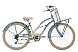 damen hollandrad gazelle tour populair Gefederter Cruisersattel KS Cycling Damen Beachcruiser Cargo Cruiser Kahuna Fahrrad, blau, 26 Zoll