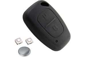 LMD Kit Complet Coque clé télécommande Compatible avec Renault Kangoo Trafic Master Opel Vivaro Movano Vauxhall avec 2 Boutons Switch +Pile