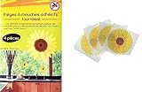 tiras para pegar moscas Trampa para moscas en forma de girasol adhesivo. Ideal para decorar tus cristales y atraer las moscas con los cebos. Juego de 4 trampas adhesivas transparentes con forma de girasol. Estos adhesivos transparentes atraen a las moscas gracias a los cebos y, al mismo tiempo, decoran tus ventanas con sus motivos flores. Listo para usar; fácil de usar. Diámetro de una trampa: 10 cm aproximadamente. Color: amarillo y marrón. No dejar al alcance de niños menores de 3 años. Otros modelos: