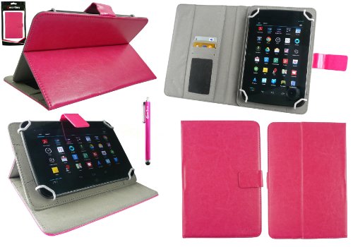 Emartbuy® Denver TAQ-70222 7 Zoll Tablet Universalbereich Hot Rosa Multi Winkel Folio Exekutive Case Cover Wallet Hülle Schutzhülle mit Kartensteckplätze + Hot Rosa Eingabestift