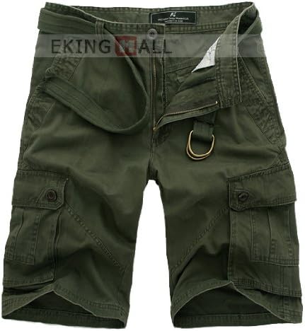 MENS CARGO COMBAT PLAIN SHORTS SUMMER COTTON BEACH SHORTS POCKETS LONG SZ S-6XL