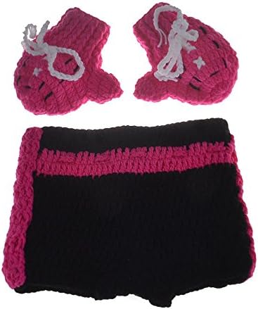 red 3pcs Gloves boxing boy High quality Clothes baby set Winter Warm Toddlers handmade newborn infant photography props