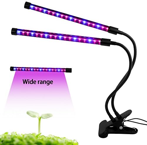 POWER BRIGHT Plant Lights Dual Head LED Grow Lights Adjustable Flexible Gooseneck LED Plant Grow lamp for Promote Plant Growth 360 Degree Adjust The Height and The Direction