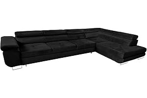 ‎COMFORTINO FURNITURE Ecksofa mit Schlaffunktion PASTI XL L-Form, Sofa Couch mit Bettkasten, Couch Eckcouch, Schlafsofa für Wohnzimmer, Big Sofa Couch mit Schlaffunktion, Sofa (Dunkelgrau, Ottomane Rechts)
