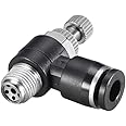 sourcing map Push to Connect Air Flow Control Valve,Elbow,6mm OD x G 1/8 Male Thread,Pneumatic Flow Speed Controller Valve,Black 5pcs