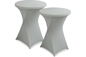 hicoosee 2er-Set Stretch Stehtischhusse, Ø80-85cm Hochwertige Tisch-Überzug Husse für Bistrotisch Stehtisch und Runde Stehtische, Elegante Stretch-Husse für Gartenparty Feier Hochzeit Taufe, Grau