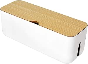 thumbnail interactive-video image 1 of BEZORR Cable Tidy Box With Bamboo Lid – Cord Organizer For Hiding Messy Wires & Power Strips 1 of 9