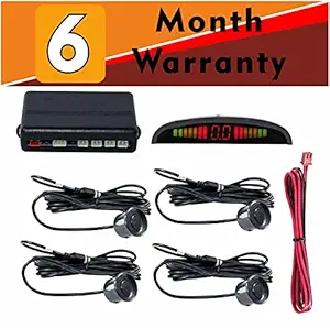 Miwings (6 Month Warranty) Car Reverse Parking Sensor Auto Radar System Distance Detection with LED Display and 4 Sensors, Ultrasonic Buzzer Warning, Universal for All Car (Black Sensor)