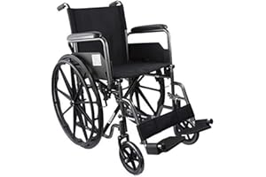 Mobiclinic, Fauteuil roulant pliable, S220, Roulettes à dégagement rapide avec bouton, Marque européenne, Siège 43cm, Reposepieds pliants, Accoudoirs pliables, Poignée de frein, Résistant, Noir