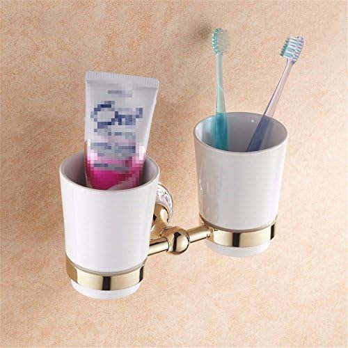 STAZSY Toothbrush mug brush Cup ceramic double Cup holder of gold-plated bathroomaccessories-bathroom, brushing Cup