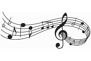 Musique Notes Onglet Mural Art Décor, AUHOTA Amovible Sticker Mural en Vinyle Autocollant Décalque, DIY Peinture Murale pour Chambre Musique Danse Salle - Mode & Accrocheur (23 × 9 pouces, Noir)