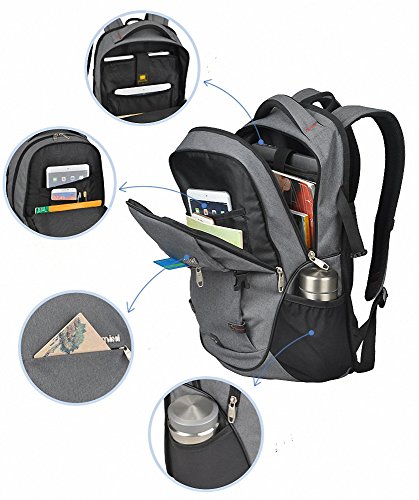 MixiI Laptoprücksack Schulrücksack mit Gepolstertem Laptopfach Studenten Unisex Backpack Daypack für Flug ,Geschäft , Sport - 6