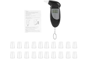 ‎KIMISS KIMISS Digital LCD Bildschirm Alkohol Atem Tester tragbare Keychai Atem Analysator mit 10/20/50/ PC Mundstücken Alkoholtester(Mit 20 Atemdüsen)