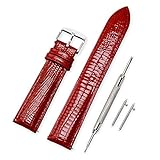 VINBAND Unisex Leder Uhrenarmband mit Edelstahl Silberne Schnalle 20mm Blau