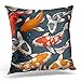 Produktbild rongxincailiaoke kissenbezüge Colorful Fish Koi Carps Red Japanese Chinese Decorative Pillow Case Home Decor Square 18x18 inches Pillowcase