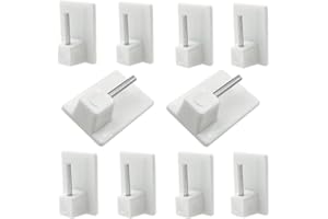 Smukdoo Self Adhesive Hooks,10 Packs Plastic Sticky End Window Hook for Net Curtain Rods