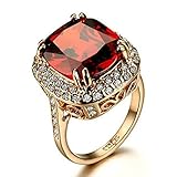 Yoursfs Bague mariage 56mm 18k plaqué Or Solitaire en Diamant de synthèse et Rubis pour Femme ou Homme comme Accessoire ou Cadeau