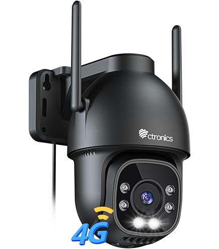 Ctronics 4K Caméra Surveillance Extérieure Avec Zoom Optique 5X, Vision Nocturne Couleur/IR Starlight 50m, Suivi Auto, Lumière Rouge-Bleue & Sirène, WiFi 5G/2,4G, App/PC, SD 256Go/FTP/NAS