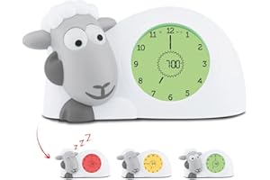 ZAZU Horloge Sam l'Agneau - Horloge d'Entraînement au Sommeil et Veilleuse pour Enfants | Réveil Lumineux | Aidez Votre Enfant à Apprendre Quand se réveiller | Luminosité réglable | Arrêt Automatique