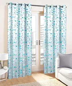 BOMBSHELL Curtains for Home Living Room & Office Jacquard Jute (Aqua, 4 x 5 Window (2Pc))
