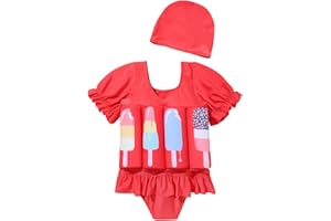 IBAKOM Enfants Fille Bébé Tout Petit Garçon Maillots Une Pièce Maillots de Bain Flottants Flottabilité réglable Protection Imprimé Fleur Vêtements de Plage d'été