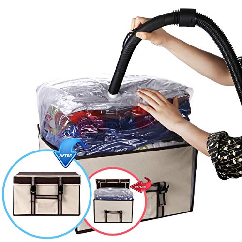 ISENPENK Bolsa al Vacío con Caja de Almacenamiento Reutilizables Caja de Almacenaje con Hebillas Bolsas al Vacío Protector para para Edredones, Colchas, Mantas,Ropa, Ropa de Cama, Ahorro Espacio